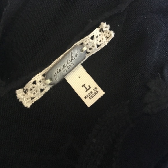 GIMMICKS black sheer gold studded embroider top L - Picture 4 of 5